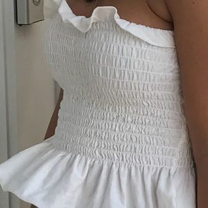 Urban outfitters white tube top with peplum detail